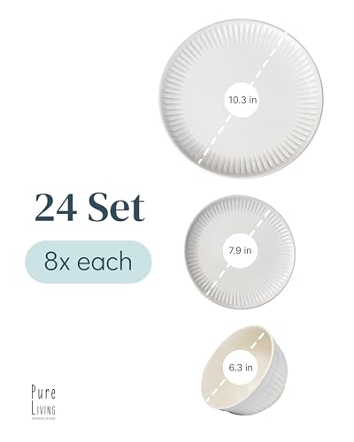 24 Piece Stoneware Dinnerware Set for 8 (24 Count)
