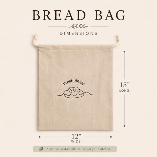 3 Pack Linen Bread Bags for Homemade Bread (3 Count)