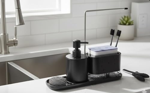 Kitchen Soap Dispenser Set with Sink Caddy