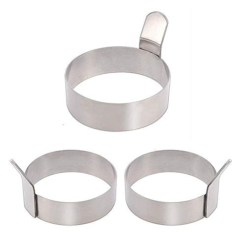 Egg Ring 3 Inch Stainless Steel Omelet Mold Pancake Ring Metal Kitchen Cooking Tool (3 Count)