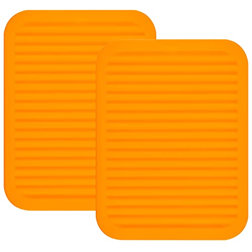 Orange Silicone Trivets Mats for Hot Dishes and Hot Pots (2 Count)