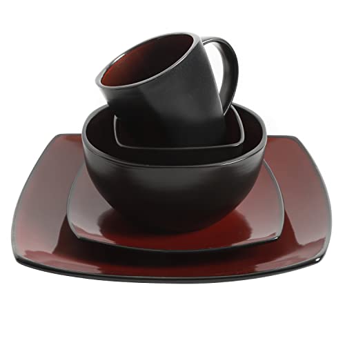 Soho Lounge Square Reactive Glaze Stoneware Dinnerware Set