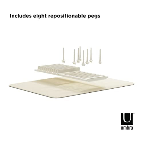 Udry Dish Rack with Movable Pegs and Microfiber Drying Mat