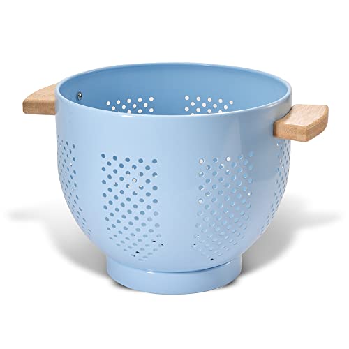 Metal Colander with Wood Handle and Stable Base