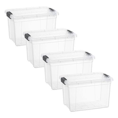 8.7 Quart Clear Plastic Storage Boxes with Lids (4 Count)