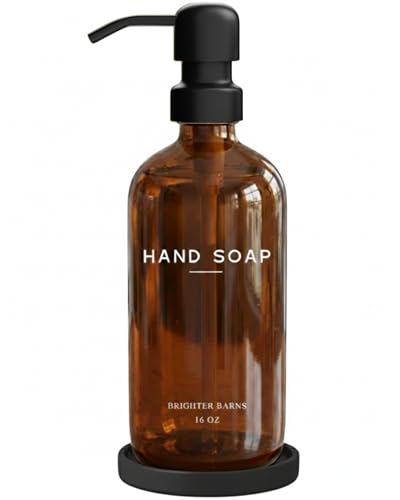Amber Glass Hand Soap Dispenser Bathroom Set by Brighter Barns (3 Count)