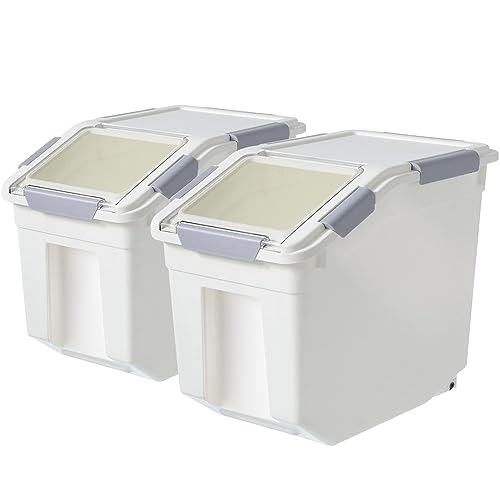 30lb Food Storage Container with Scoop with Handle & Wheels (2 Count)