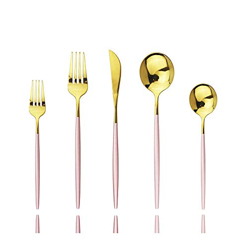 Pink Gold Silverware Set (4 Count)