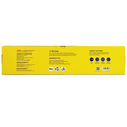 Plastic Wrap Food Cling Wrap with Slide Cutter 15 inch Restaurant Cling Film 2000 Ft Bulk Roll Refillable Food Service Cling Wrap Dispenser Quick Cut Anti