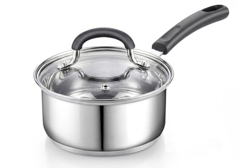 Professional 1 Quart Stainless Steel Saucepan with Lid