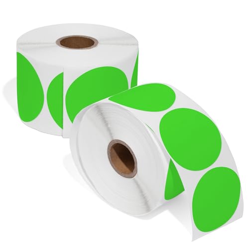2" Circle Fluorescent Green Direct Thermal Labels (2 Count)