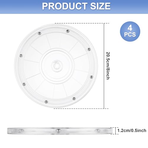 4 Pcs 8 Inch Lazy Susan Turntable Acrylic Ball Bearing Rotating Tray (4 Count)