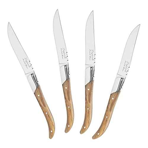 Laguiole Connoisseur Set of 4 Olive Wood Steak Knives
