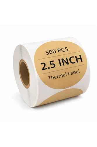 2.5 inch Kraft Tan Round Thermal Sticker Roll
