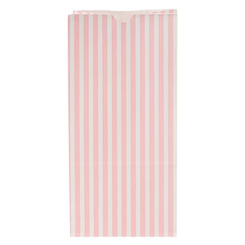 Pink And White Stripe Paper Bag (100 Count)