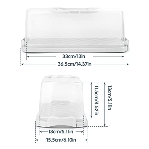 2 Pack Plastic Rectangular Bread Box with Clear Lid (2 Count)