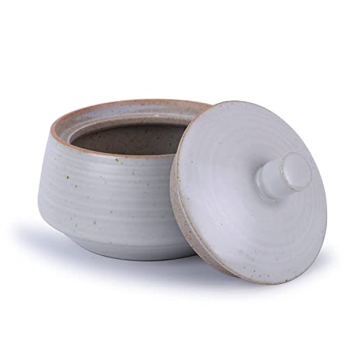 Small Kitchen Ceramic Canister Storage Jar with Lid White