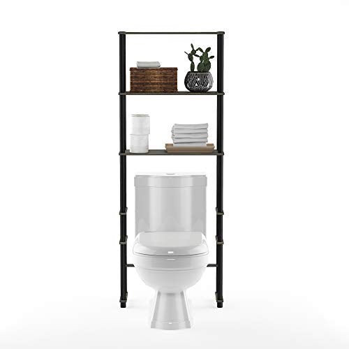 Turn-N-Tube with 3 Shelves Toilet Space Saver, French Oak Grey/Black
