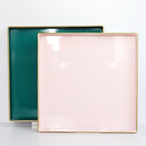 Pink Decorative Serving Tray with Handles