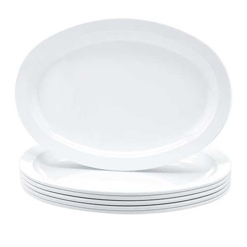 Melamine Oval Serving Platter for Restaurants and Home (6 Count)