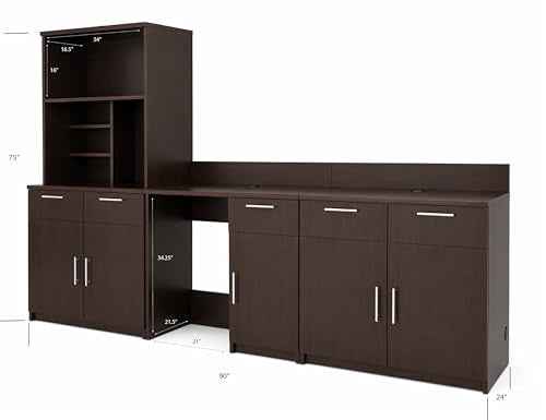 2 Door Kitchenette Cabinet with Upper Hutch