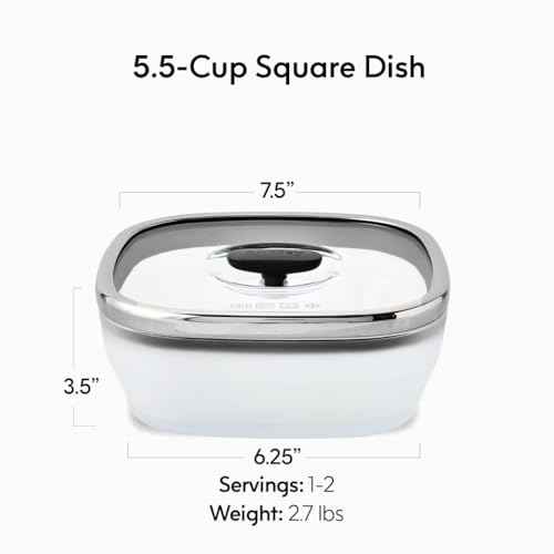 5.5 Cup Square Glass Food Storage with Lid