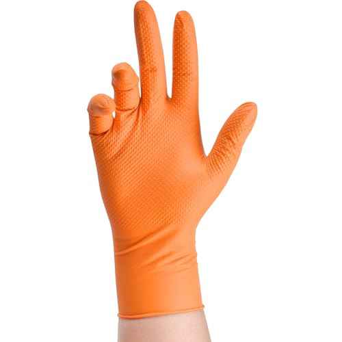Heavy Duty Industrial Orange Nitrile Gloves (50 Count)