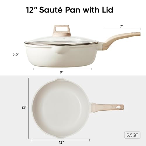 12 Inch Nonstick Deep Frying Pan with Lid