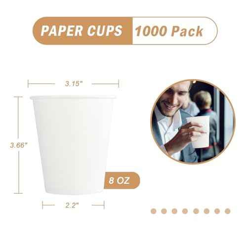 1000 Pack Paper Cups 8 oz (1000 Count)
