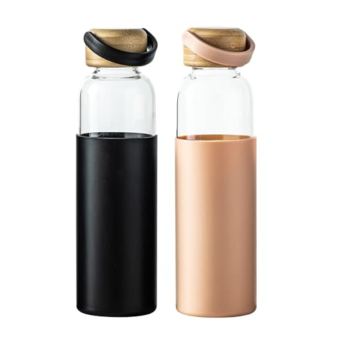 21oz Borosilicate Glass Water Bottles with Silicone Non