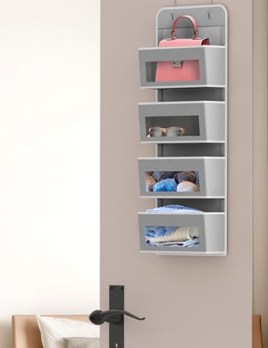 4 Clear Window Pocket Over Door Hanging Organizer
