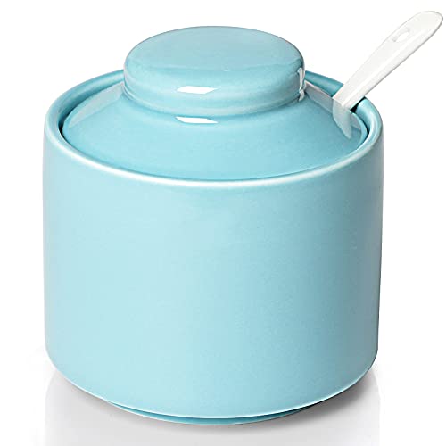 Ceramic Sugar Bowl with Lid and Spoon 8oz