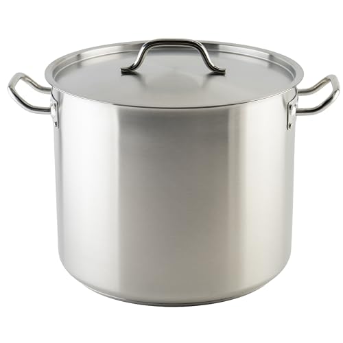 Silver 32 qt Stainless Steel Stock Pot with Cover
