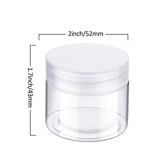 6 Pack 2 oz Clear Plastic Jars Containers with Lids Wide Mouth (2 Ounce)