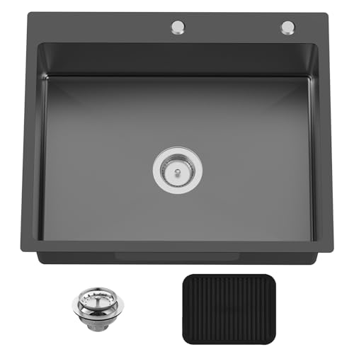 Black 27x22 Inch Drop In Kitchen Sink