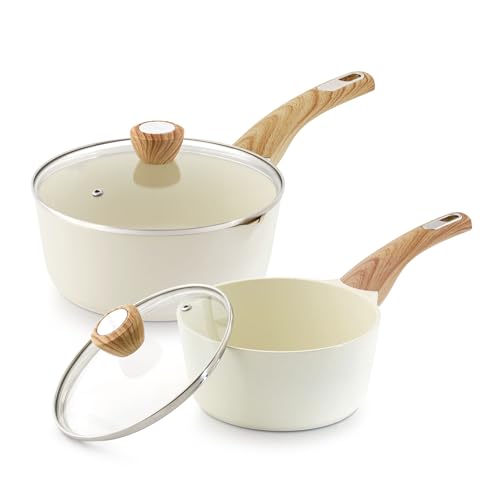 2.0 & 3.0 Quart Ceramic Sauce Pan Sets with Lid (2 Count)