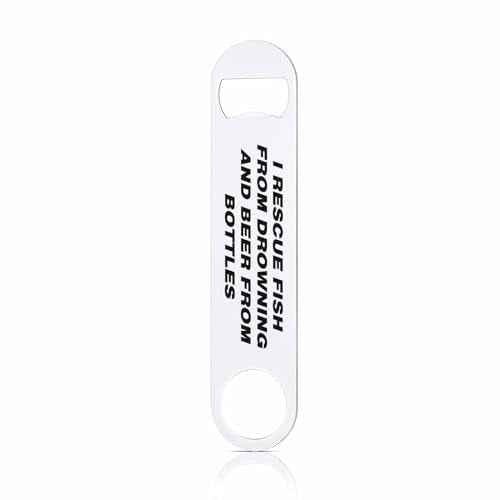 Funny Saying Stainless Steel Bottle Opener Black White Lettering Flat Beer Bottle Opener Keychain for Home Kitchen Bar Restaurant Party Birthday Gift