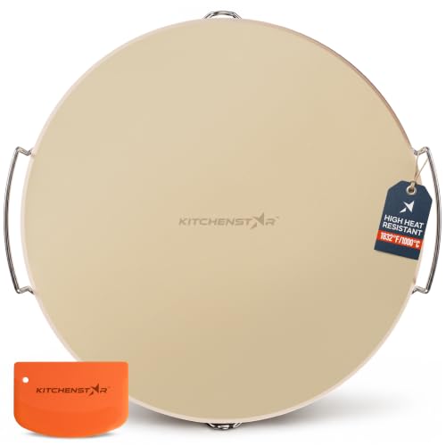 16 inch Pizza Stone for Oven and BBQ Grill with Handles