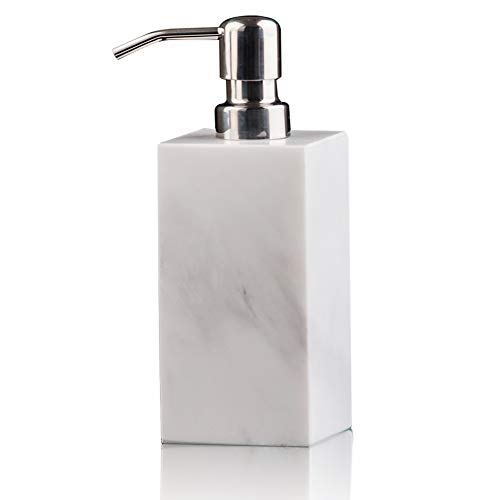Hand Liquid&Lotion Soap Dispenser Pump Bottle Natural Marble for Kitchen Bathroom Countertop Laundry Room Holds Dish Soap Shampoo Laundry Liquid Shower Gel