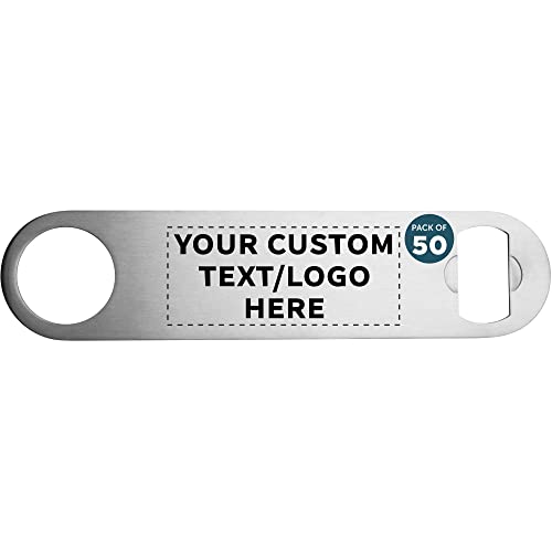 Custom Stainless Steel Beer Bottle Openers Set of 50 (50 Count)