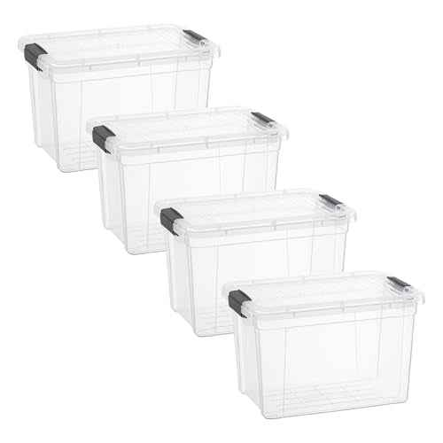 8.7 Quart Clear Plastic Storage Boxes with Lids (4 Count)