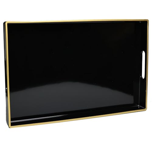 Black Decorative Serving Tray with Handles