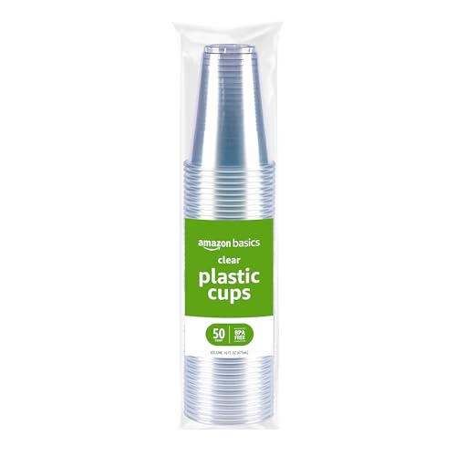 Disposable Clear Plastic Cups for Cold Drinks (50 Count)
