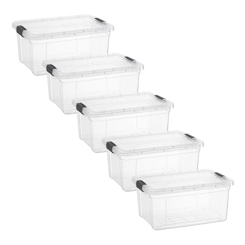 11 Quart Clear Plastic Storage Boxes with Lids (5 Count)