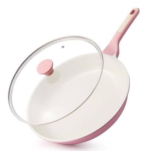 12.5In Nonstick Ceramic Frying Pan with Lid