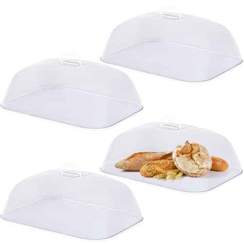 4 Pcs Metal Mesh Screen Food Cover for Outdoors Set Large 18.5 Inch Mesh Food Tents for Picnic Indoor Plate (4 Count)