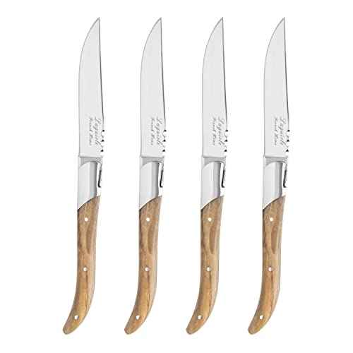 Laguiole Connoisseur Set of 4 Olive Wood Steak Knives