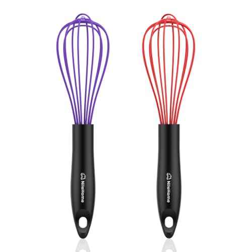 Silicone Whisk Set 10" Kitchen Whisk Purple Red (2 Count)