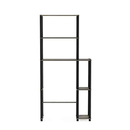 Turn-N-Tube Over The Toilet Storage, 5 Shelves Bathroom Organizer Space Saver Rack, French Oak Grey/Black