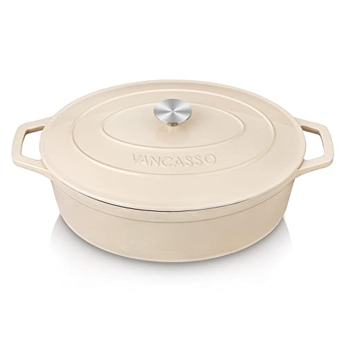 9.3 Qt Oval Enameled Cast Iron Dutch Oven with Lid